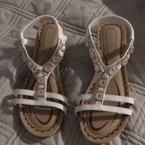 White Sandals with gold design
